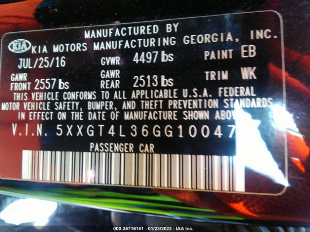 5XXGT4L36GG100471 KIA Optima Lx