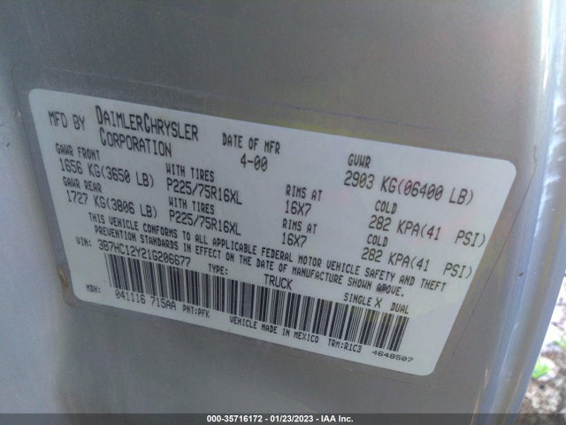 Dodge RAM 1500 2001 3B7HC12Y21G206677 Image 10