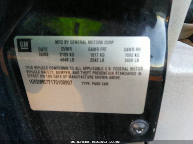 2007 CADILLAC CTS VIN: 1G6DM57T170108997