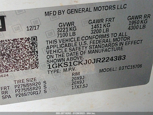 GMC YUKON DENALI 2018 1GKS1CKJ0JR224383 Image 9