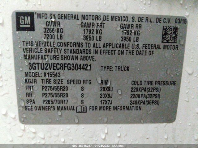 3GTU2VEC8FG304421 GMC Sierra 1500 Slt