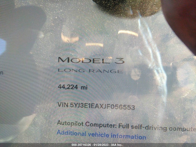 Tesla Model 3 Range Battery 2018 5YJ3E1EAXJF056553 Image 8