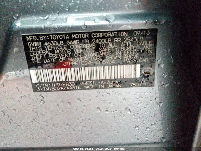 JTHBE1D24E5005934 Lexus IS 350