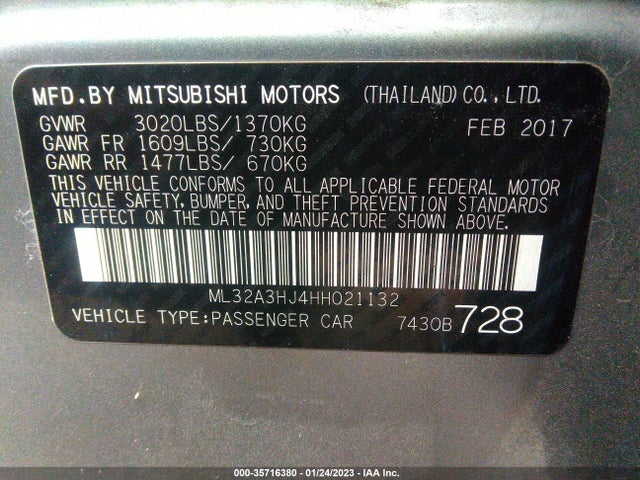 ML32A3HJ4HH021132 Mitsubishi MIRAGE ES