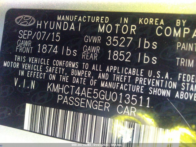 Hyundai ACCENT SE 2016 KMHCT4AE5GU013511 Image 11