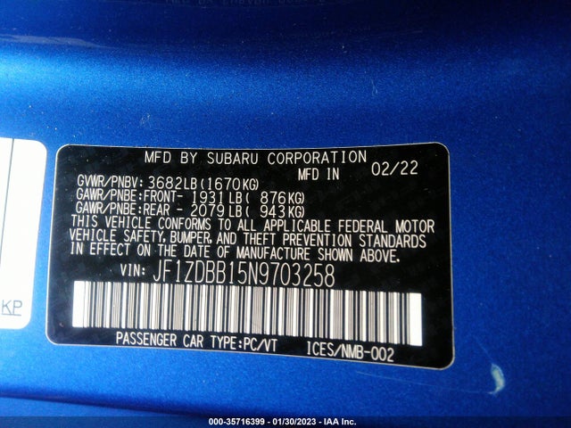Subaru Brz Premium 2022 JF1ZDBB15N9703258 Image 9