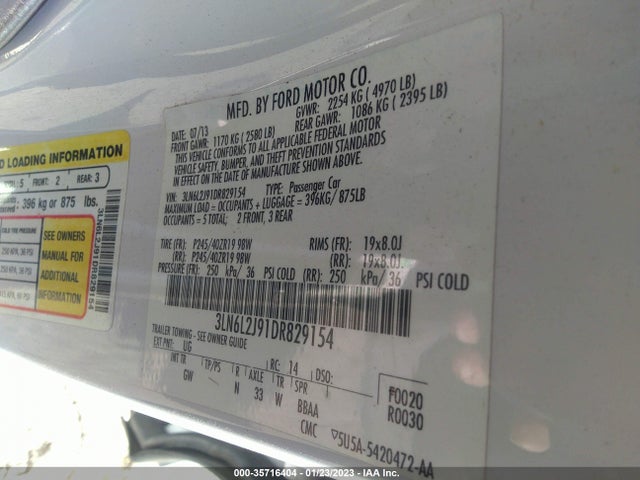 Lincoln MKZ 2013 3LN6L2J91DR829154 Image 10