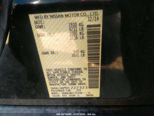 2015 Nissan Altima, VIN: 1N4AL3AP9FC227323