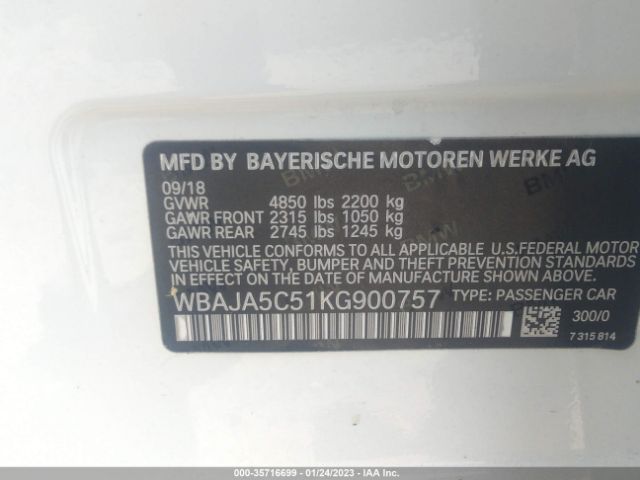 WBAJA5C51KG900757 BMW 5 Series 530i