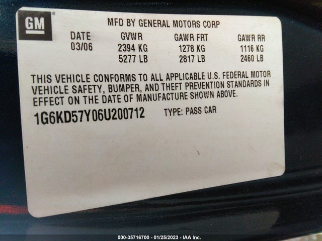 1G6KD57Y06U200712 Cadillac Dts W/1sd