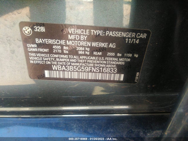 BMW 3 Series 328i Xdrive 2015 WBA3B5G59FNS16833 Image 9
