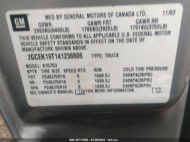 Chevrolet SILVERADO 1500 2004 2GCEK19T141236606 Image 10