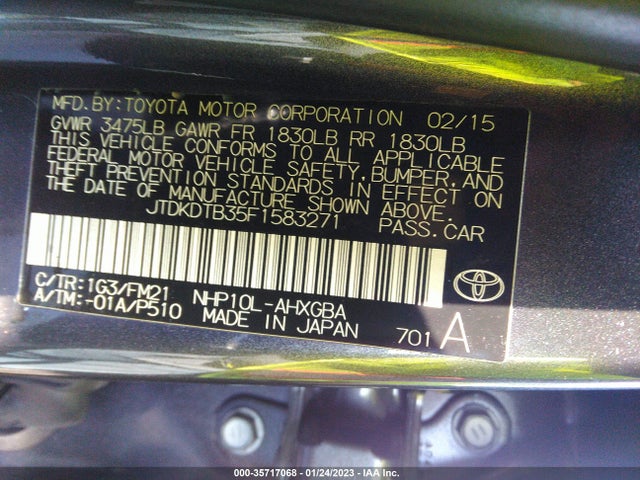 Toyota Prius C One/two/three/four 2015 JTDKDTB35F1583271 Image 9