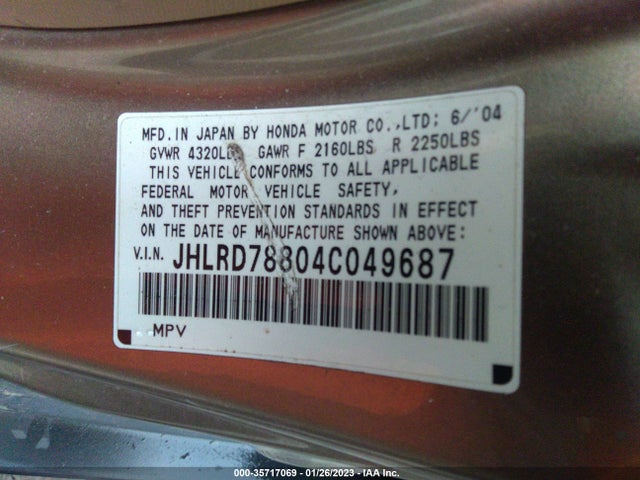 Honda CR-V EX 2004 JHLRD78804C049687 Image 10