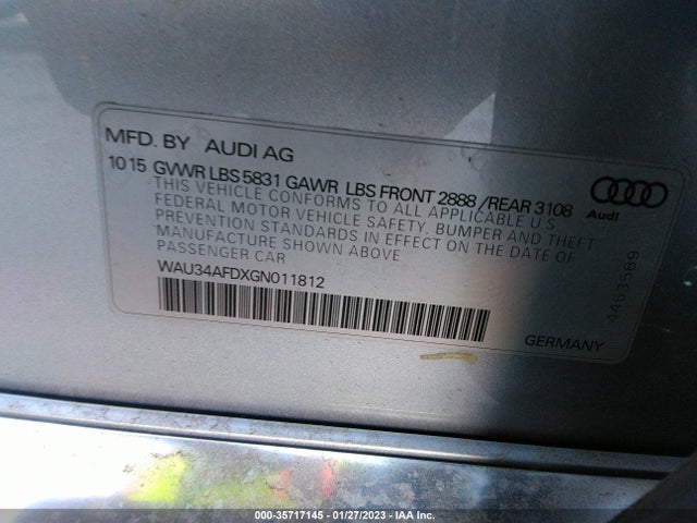 2016 Audi A8, VIN: WAU34AFDXGN011812