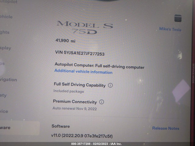 Tesla Model S 75d/100d/p100d 2018 5YJSA1E27JF277253 Image 9