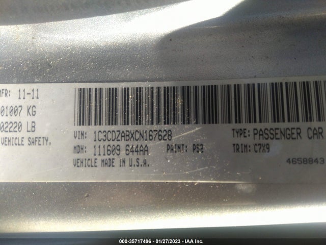 2012 DODGE AVENGER SE VIN: 1C3CDZABXCN167628
