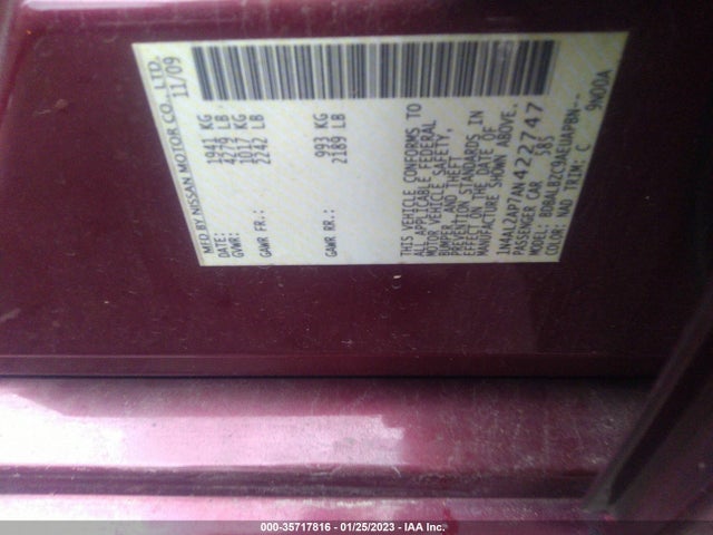2010 NISSAN ALTIMA 2.5 SL VIN: 1N4AL2AP7AN422747