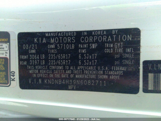 2022 Kia Carnival, VIN: KNDNB4H39N6082711