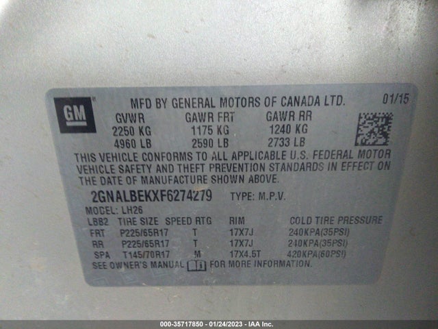 Chevrolet EQUINOX LT 2015 2GNALBEKXF6274279 Image 10