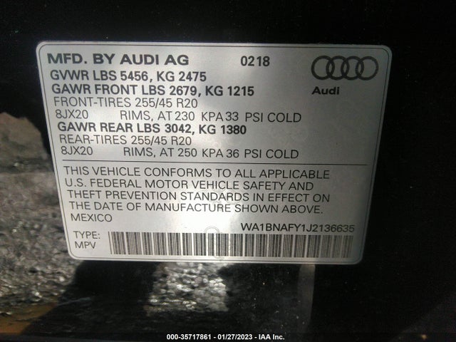 WA1BNAFY1J2136635 Audi Q5 Premium Plus