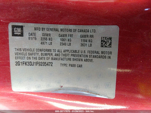 2015 Chevrolet Camaro, VIN: 2G1FK3DJ1F9205472