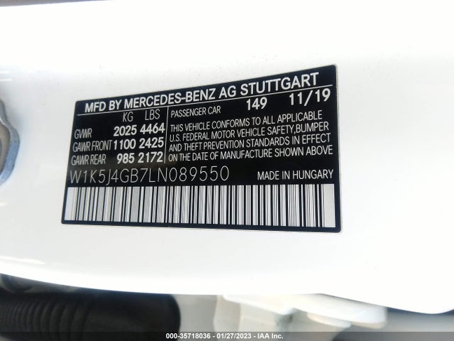 2020 Mercedes-Benz CLA-Class, VIN: W1K5J4GB7LN089550