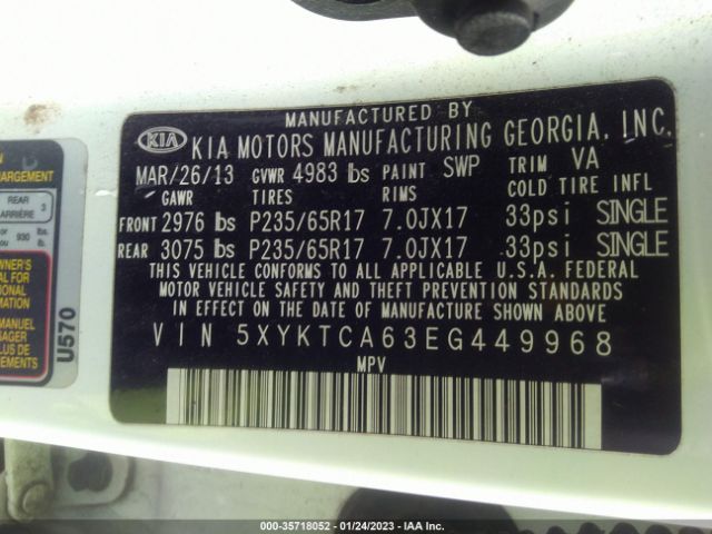 5XYKTCA63EG449968 KIA SORENTO LX