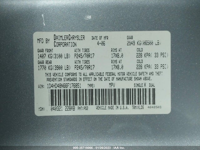 Dodge Durango Slt 2006 1D4HD48N66F176851 Image 10