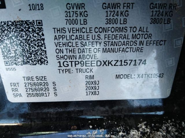 1GTP9EEDXKZ157174 GMC Sierra 1500 At4