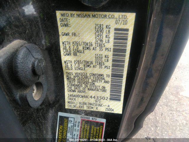 2010 NISSAN FRONTIER SE VIN: 1N6AD0CW4AC443502