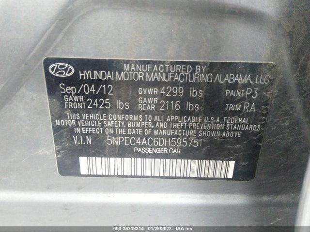 Hyundai Sonata 2013 5NPEC4AC6DH595751 Image 9