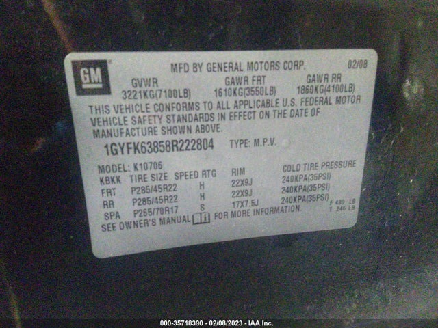 Cadillac Escalade 2008 1GYFK63858R222804 Image 11