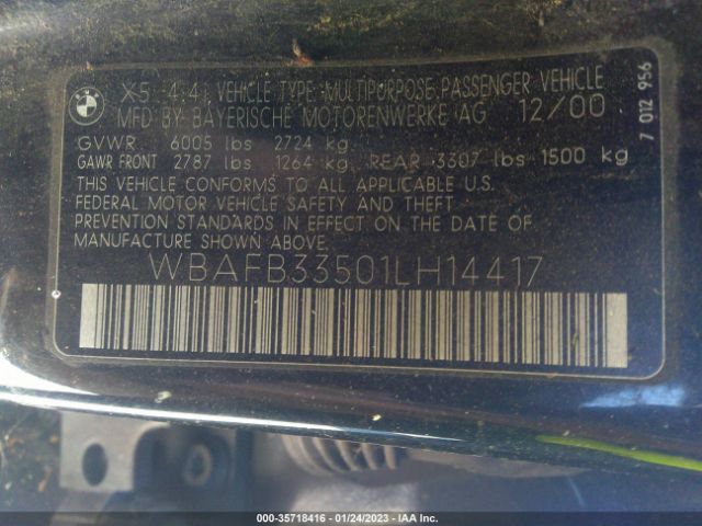 WBAFB33501LH14417 BMW X5 4.4I