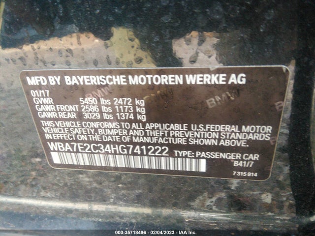 BMW 7 Series 740i 2017 WBA7E2C34HG741222 Image 9