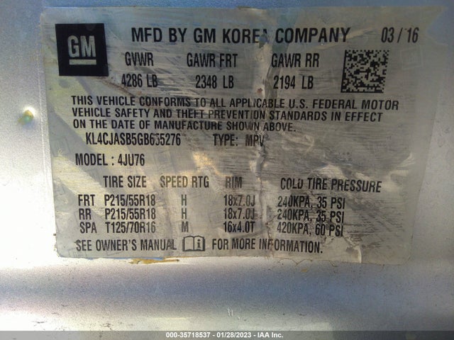 2016 Buick Encore, VIN: KL4CJASB5GB655276