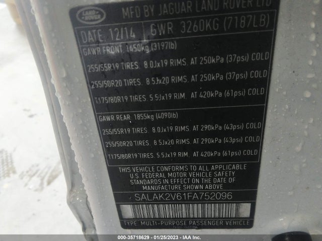 2015 Land Rover LR4, VIN: SALAK2V61FA752096