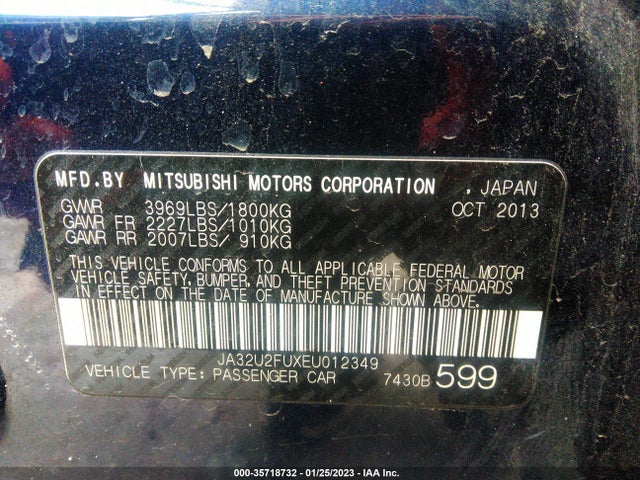 JA32U2FUXEU012349 Mitsubishi LANCER ES