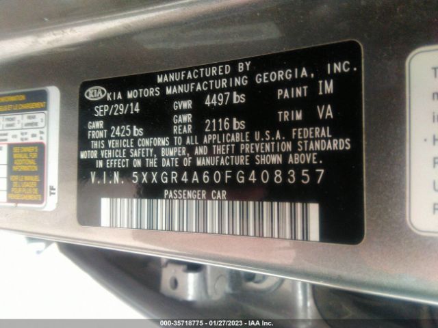 5XXGR4A60FG408357 KIA Optima Sxl Turbo