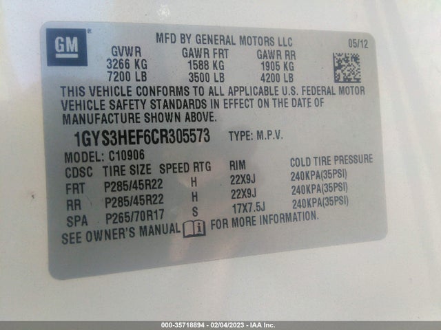Cadillac ESCALADE ESV 2012 1GYS3HEF6CR305573 Image 9