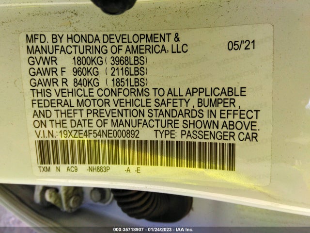 2022 Honda Insight, VIN: 19XZE4F54NE000892