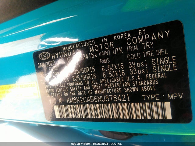 Hyundai Kona Se 2022 KM8K2CAB6NU878421 Image 9