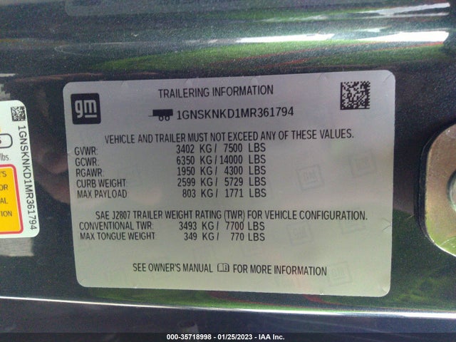 Chevrolet Tahoe Lt 2021 1GNSKNKD1MR361794 Image 9