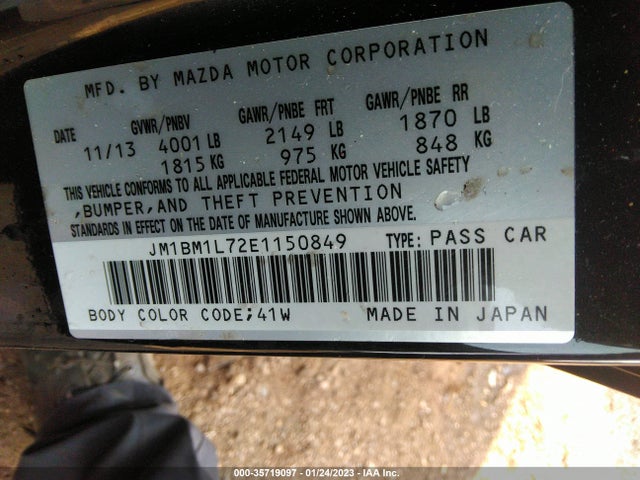 2014 MAZDA MAZDA3 I TOURING VIN: JM1BM1L72E1150849