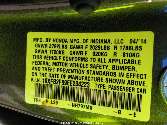 Honda Civic Sedan Ex-l 2014 19XFB2F99EE234223 Image 10
