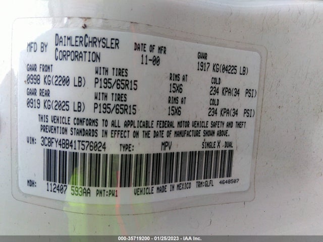 3C8FY4BB41T576024 Chrysler Pt Cruiser