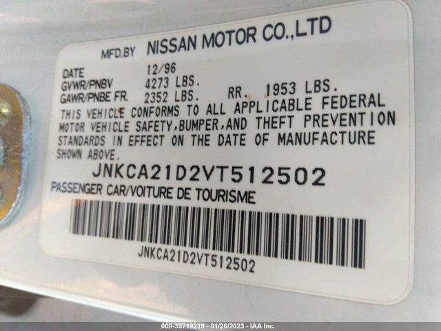 1997 INFINITI I30 VIN: JNKCA21D2VT512502