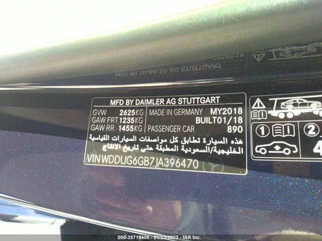 2018 Mercedes-Benz S-Class, VIN: WDDUG6GB7JA396470