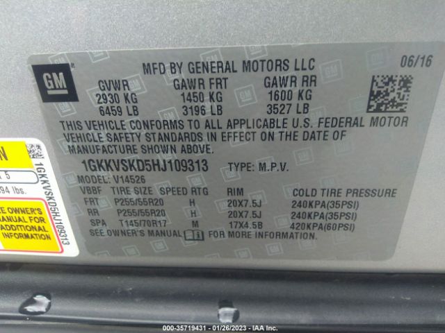 1GKKVSKD5HJ109313 GMC Acadia Limited Limited