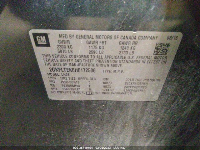 2GKFLTEK6H6172506 GMC Terrain Sle